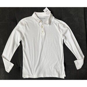 NWT's Crewcuts by JCrew Boys 10 White 100% Cotton Long Sleeve Polo Shirt